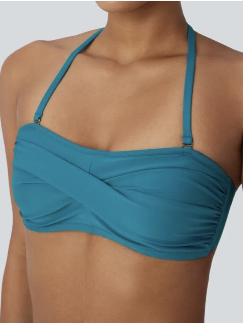 J. Crew Twist-Front Teal Bandeau Bikini Top - Women Swim
